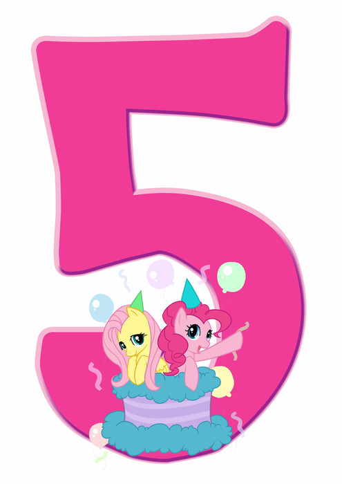 number 5 Little Pony Birthday Party Printable