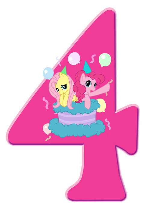 number 4 Little Pony Birthday Party Printable