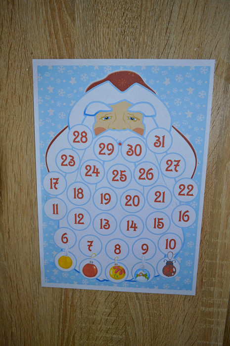 постер адвент календарь для детей дед мороз с наклейками