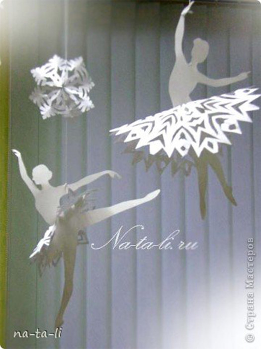 шаблон снежинок из бумаги распечатать балеринки