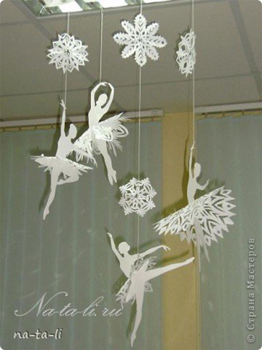 шаблон снежинок из бумаги распечатать балеринки