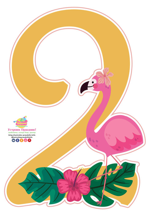 Тропические цифры розовый фламинго flamingo party numbers 2 printable