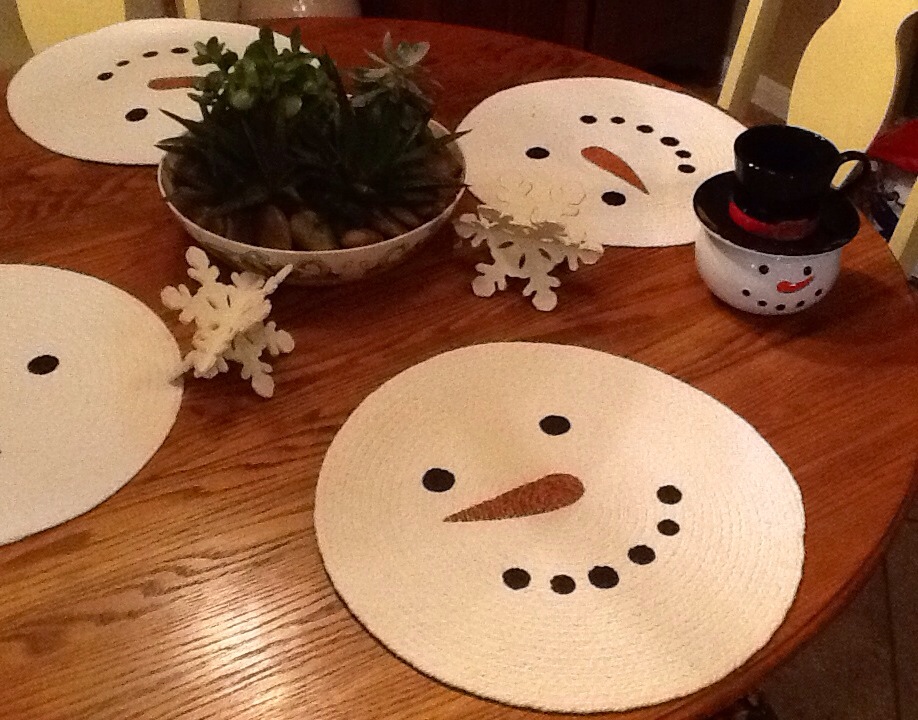 сервировка со снеговиками для детского зимнего и новогоднего стола