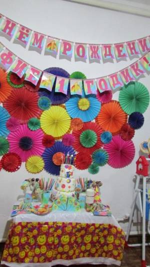 1 годик день рождения в стиле Радуга растяжка с днем рождения