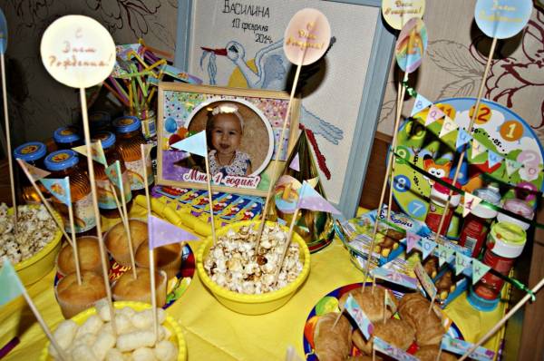 1 годик кенди бар на день рождения в стиле Радуга фотографии